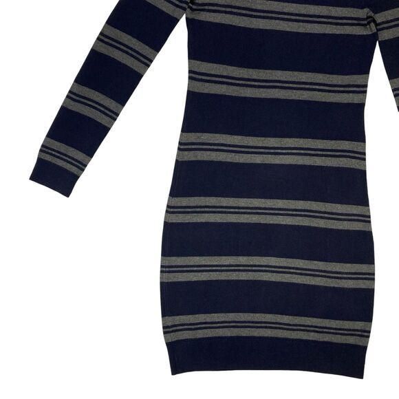 Premise Sweater Dress Women S Navy Blue Striped Stretchy Knit Bodycon Winterwear - Picture 7 of 16